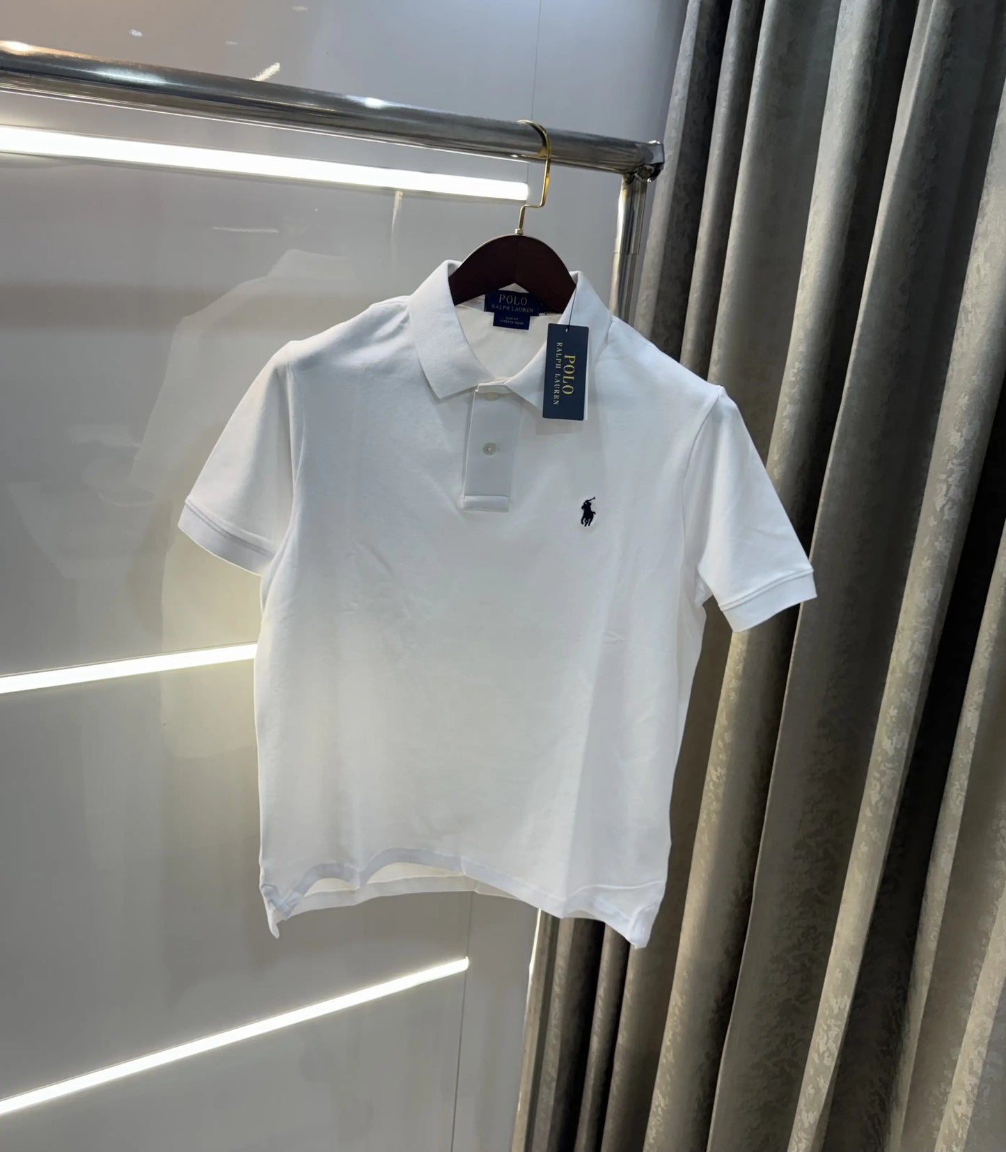 Ralph Lauren White Embroidery Logo Knitted Polo T-shirt