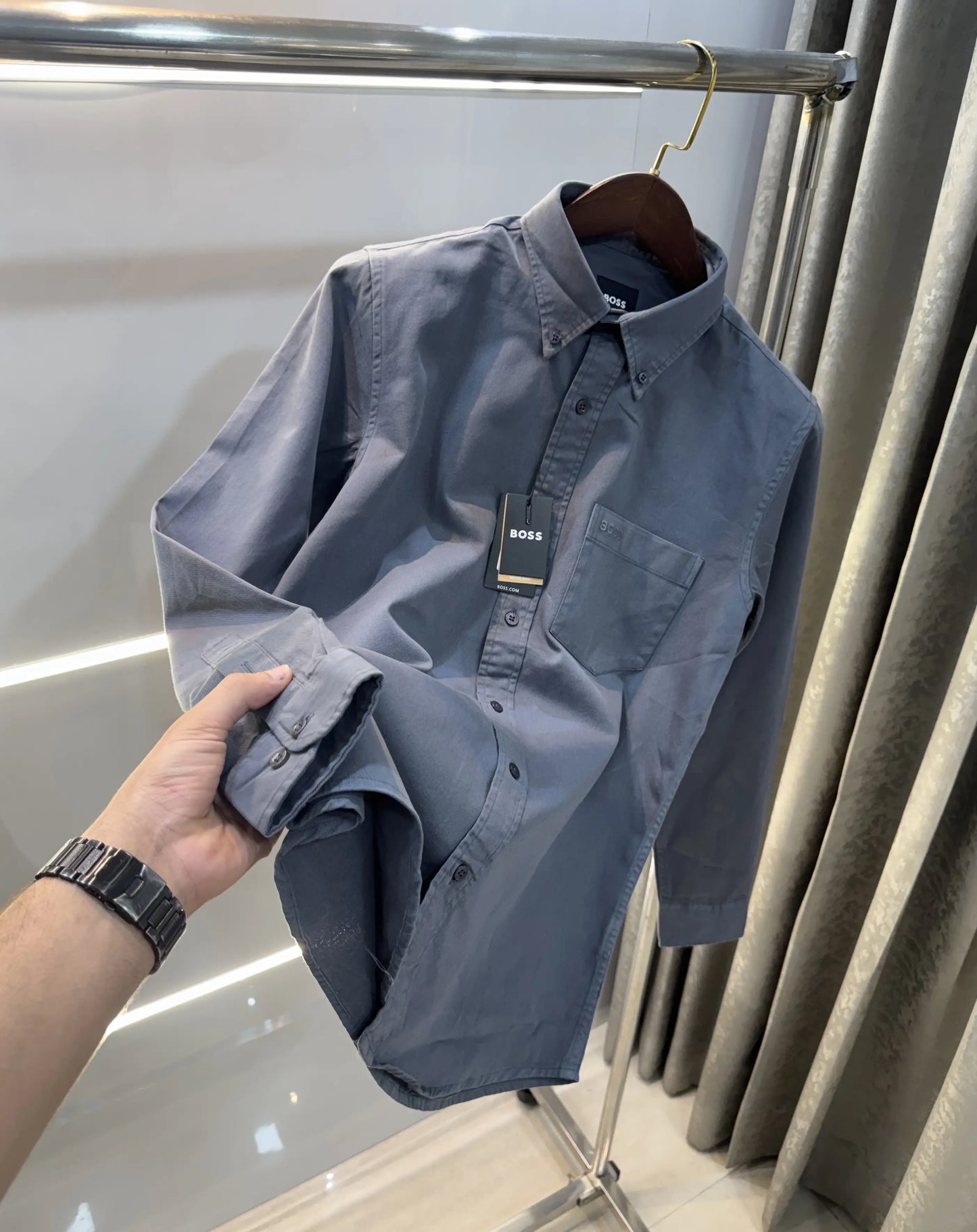 Hugo Boss Light Grey Logo Work Premium Shirt