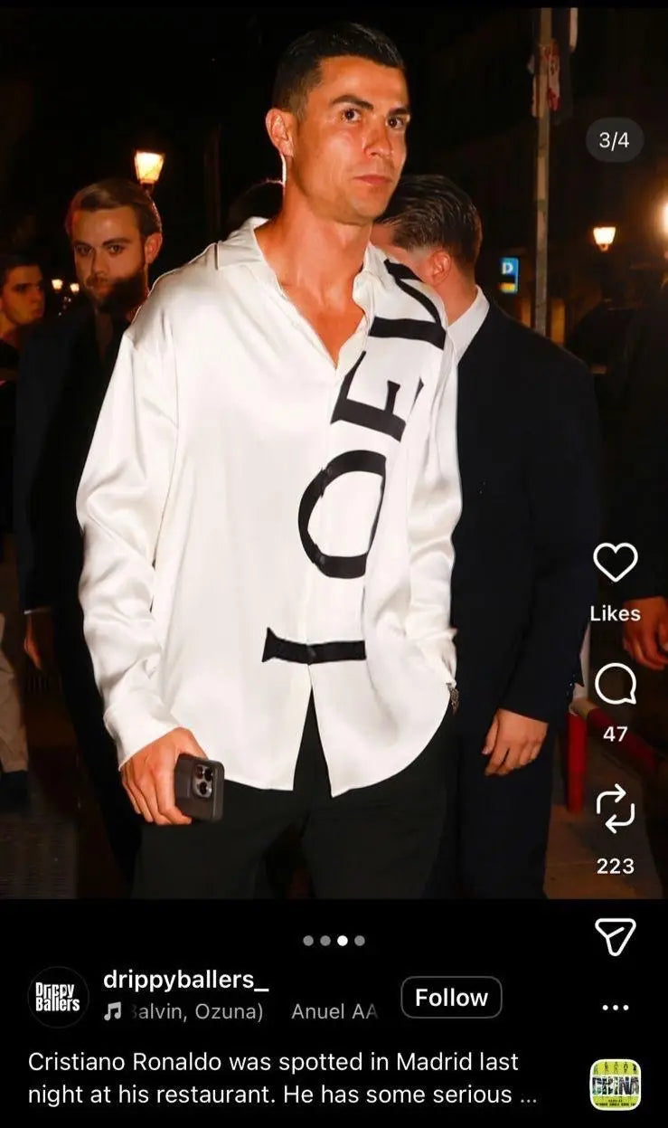 Loewe White Designer CR7 Edition Premium Shirt With Box Packing