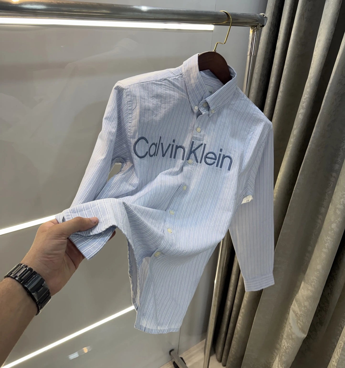 Calvin Klein Sky Blue Logo Work Premium Shirt