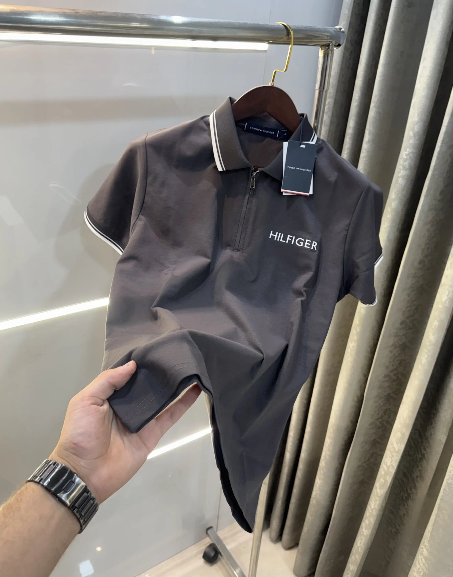 Tommy Hilfiger Grey Premium Polo T-Shirt