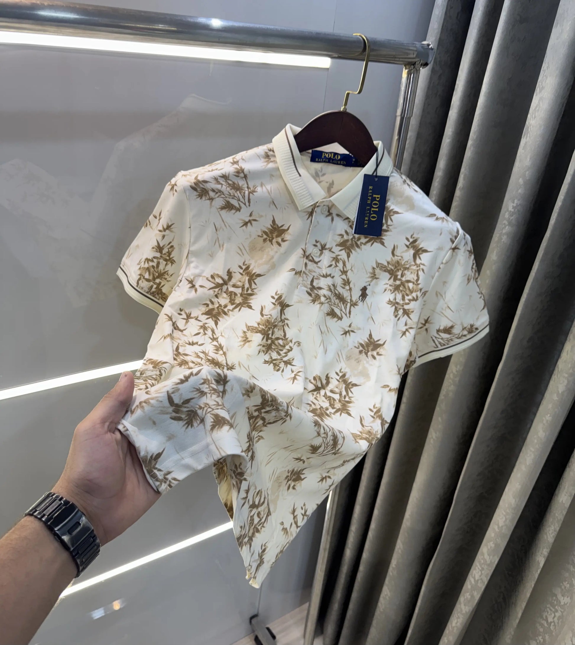 Ralph Lauren Beige Floral Imported Polo T-shirt