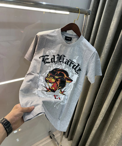 Ed Hardy Grey Logo Work Imported T-Shirt