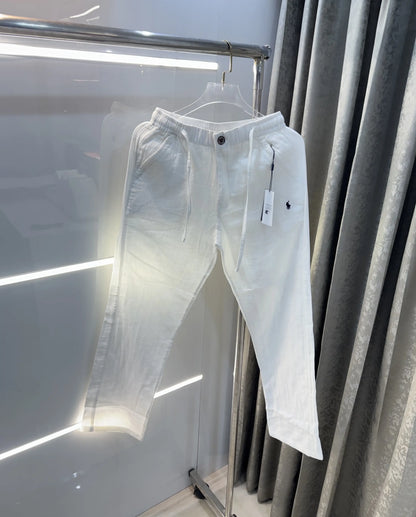 Ralph Lauren White Premium Linen Trouser