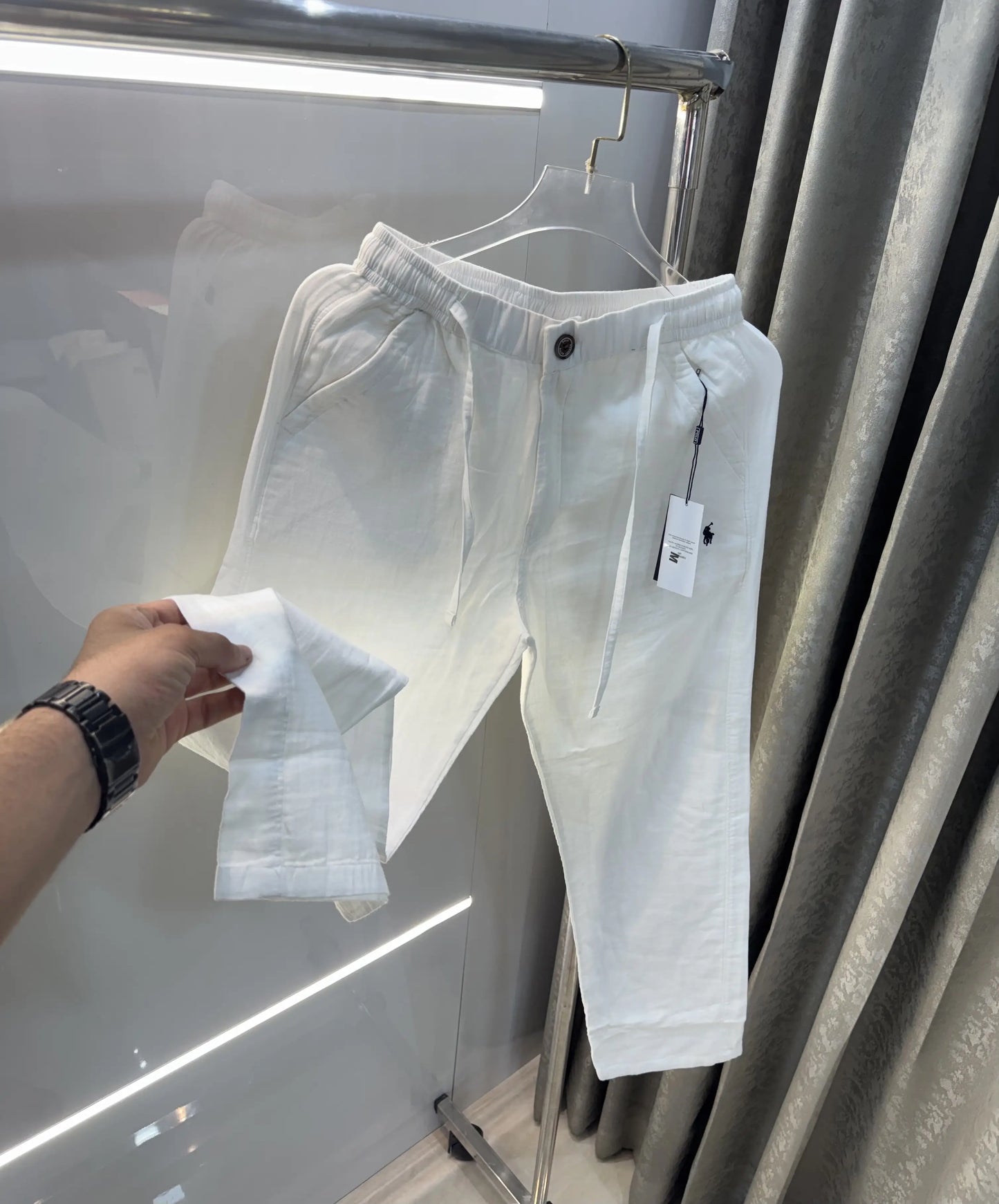 Ralph Lauren White Premium Linen Trouser