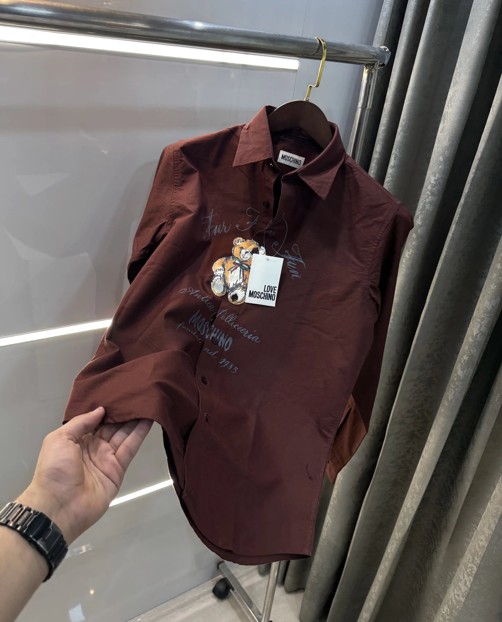 Moschino Brown Logo Work Premium Shirt
