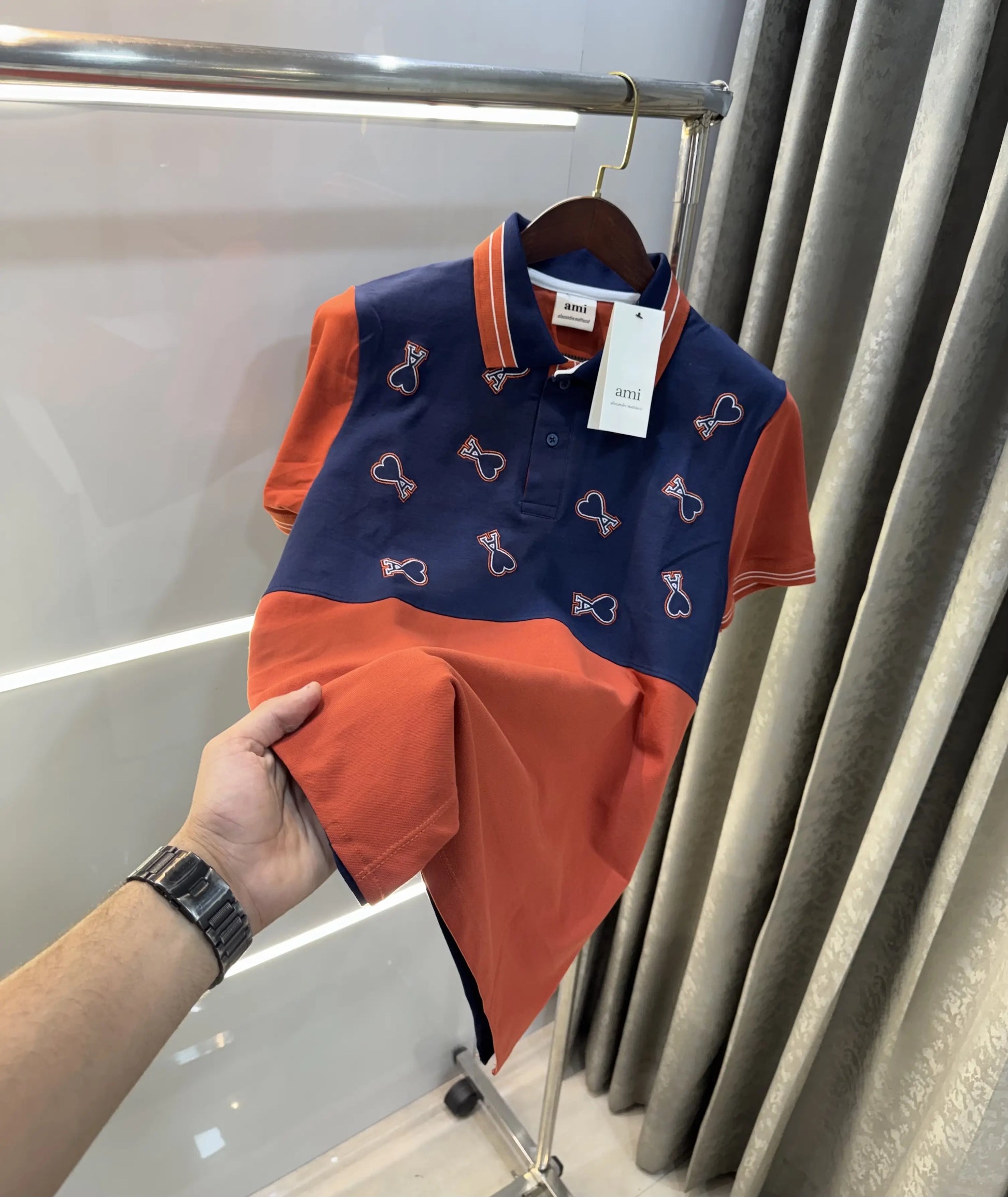 Ami Paris Orange Premium Polo T-Shirt