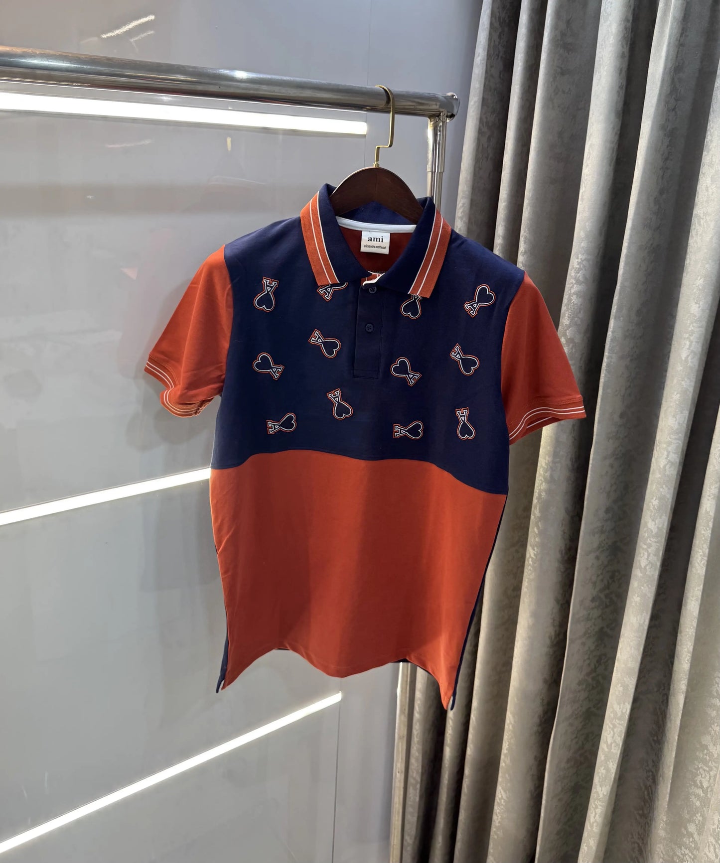 Ami Paris Orange Premium Polo T-Shirt