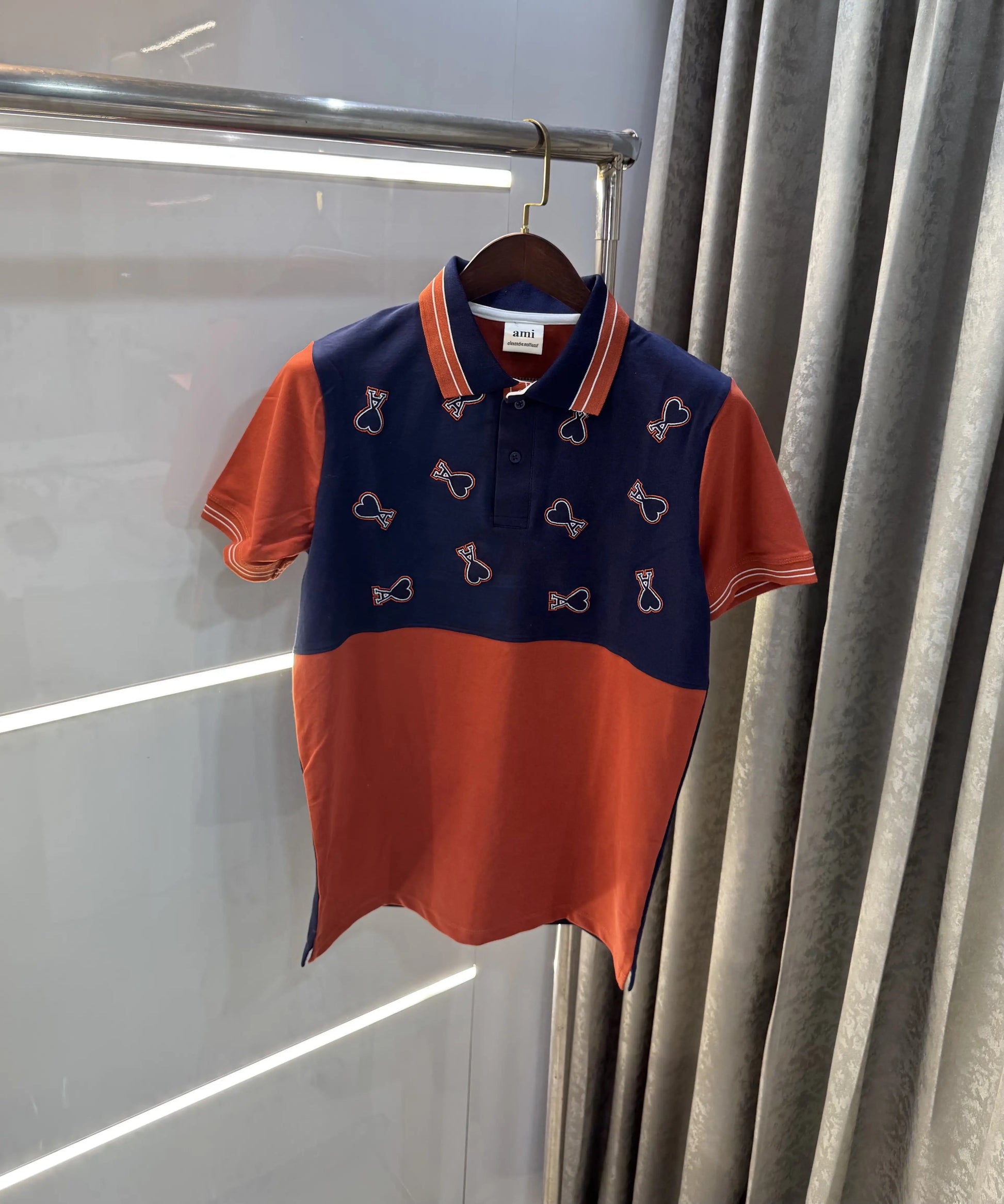 Ami Paris Orange Premium Polo T-Shirt
