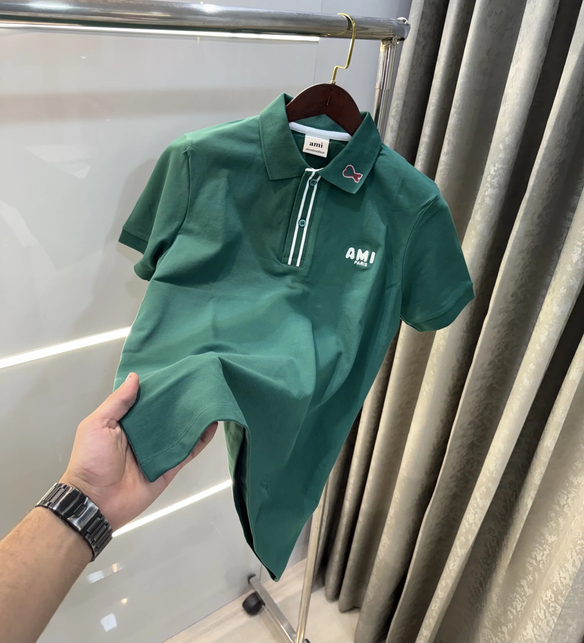 Ami Paris Green Premium Polo T-Shirt