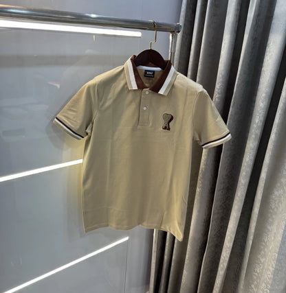 Ami Paris Beige Premium Polo T-Shirt