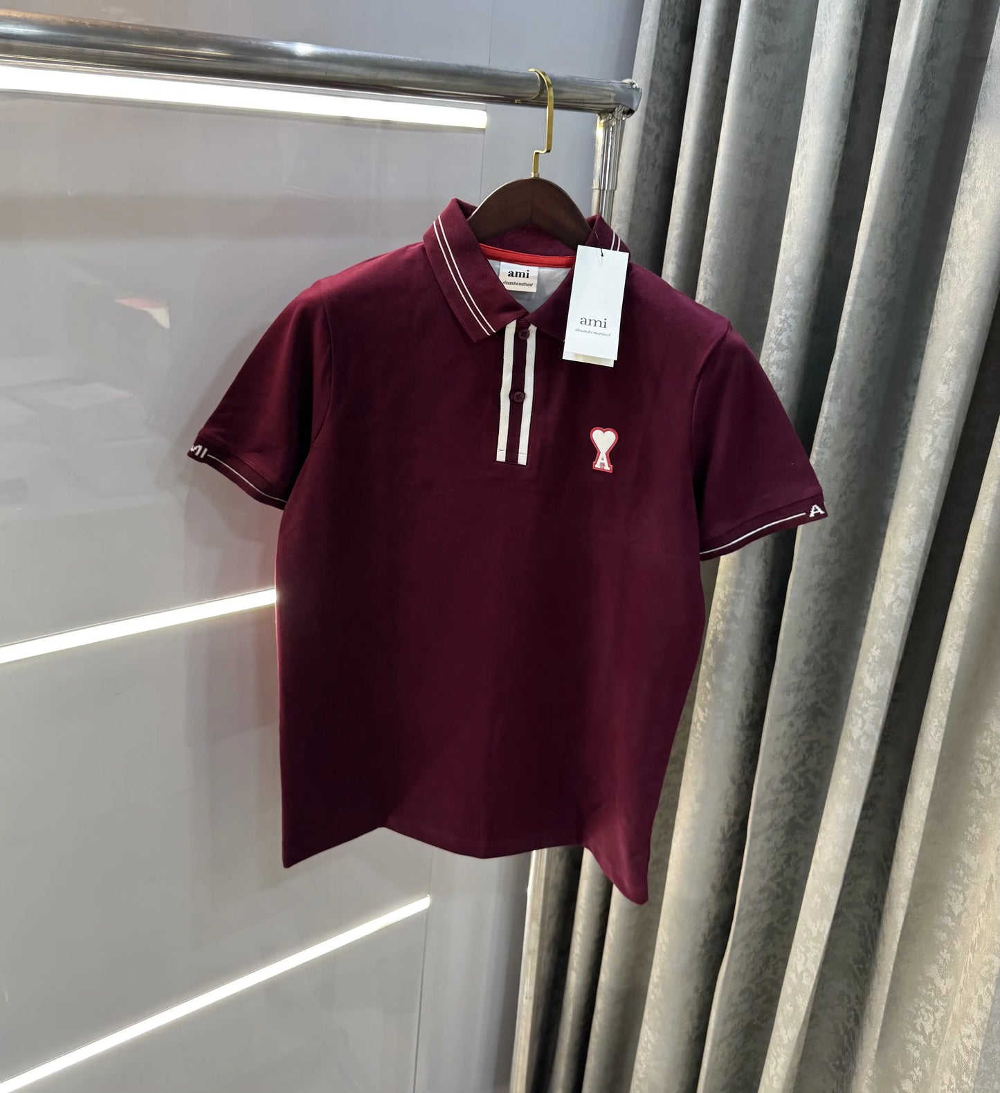 Ami Paris Maroon Premium Polo T-Shirt