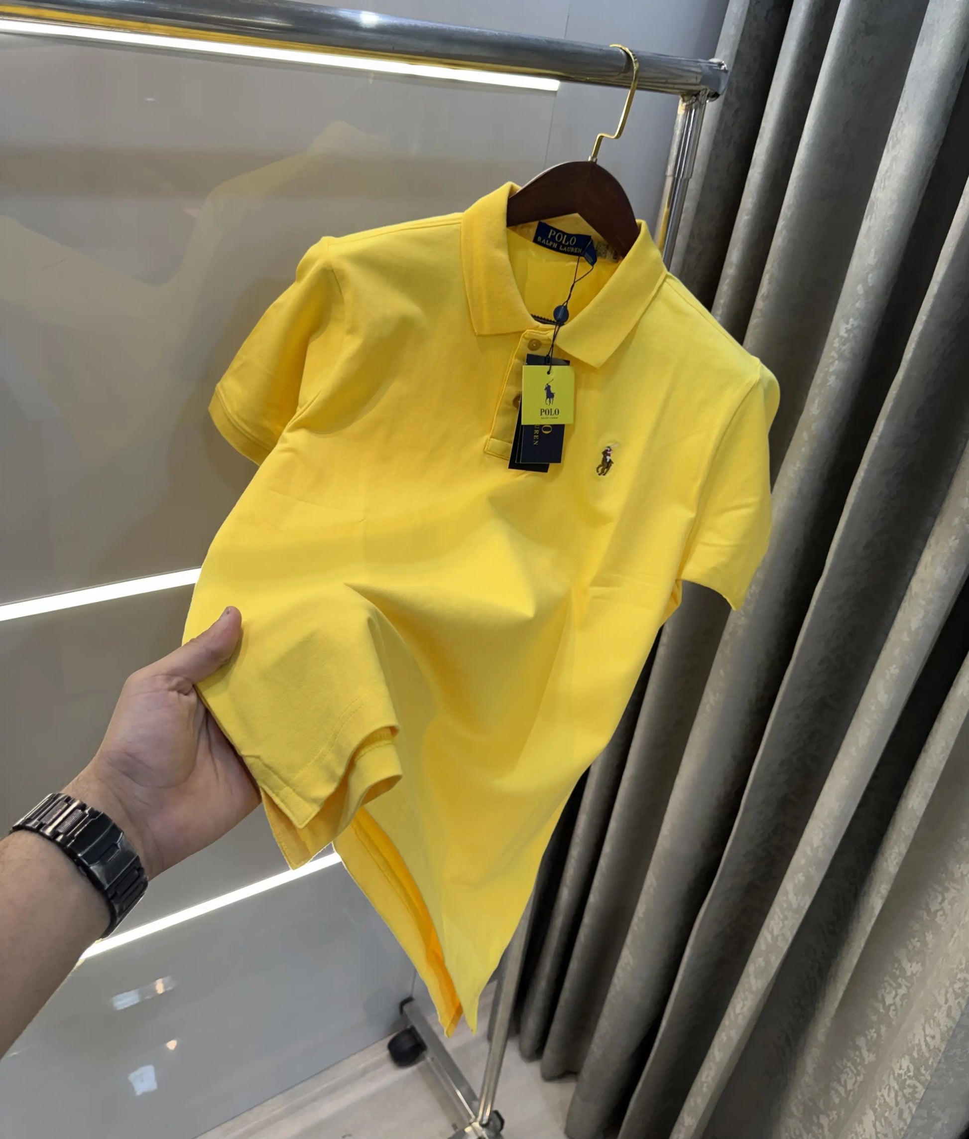 Ralph Lauren Yellow Embroidery Logo Premium Polo T-shirt