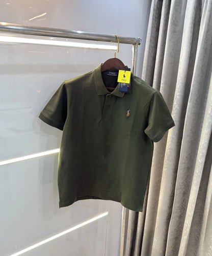 Ralph Lauren Bottle Green Embroidery Logo Premium Polo T-shirt