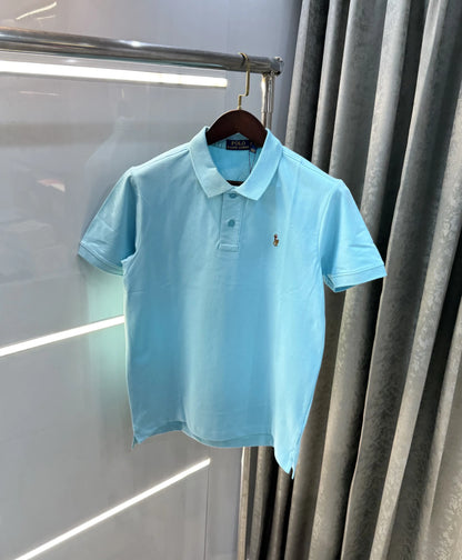 Ralph Lauren Sky Blue Embroidery Logo Premium Polo T-shirt
