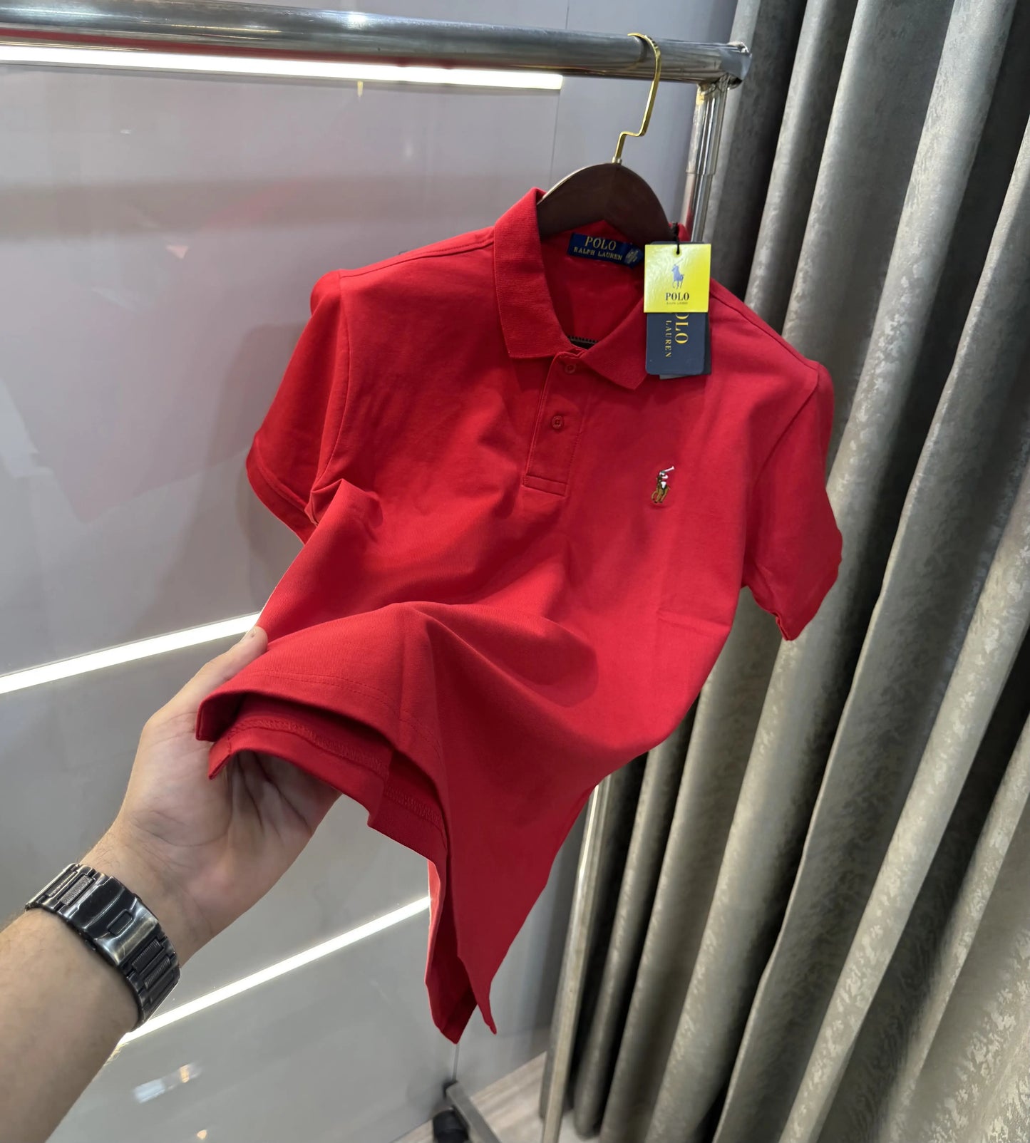 Ralph Lauren Red Embroidery Logo Premium Polo T-shirt