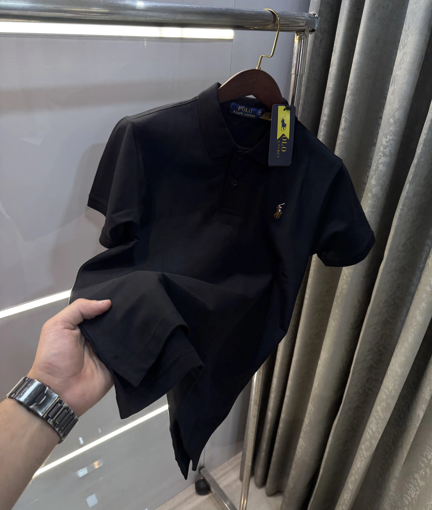 Ralph Lauren Black Embroidery Logo Premium Polo T-shirt