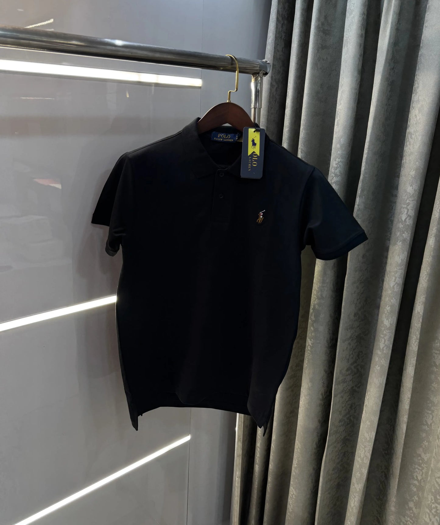 Ralph Lauren Black Embroidery Logo Premium Polo T-shirt