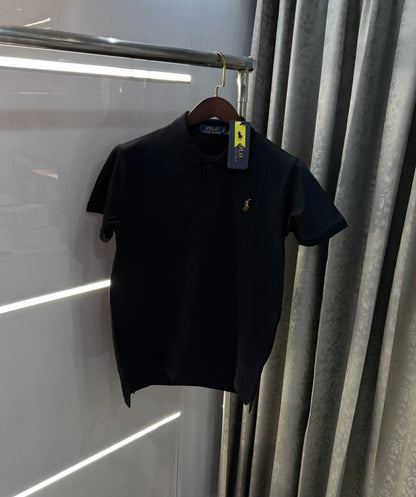Ralph Lauren Black Embroidery Logo Premium Polo T-shirt