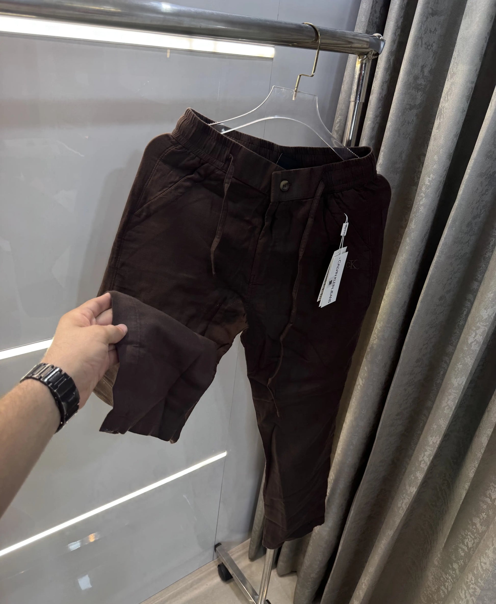 Calvin Klein Brown Premium Linen Trouser