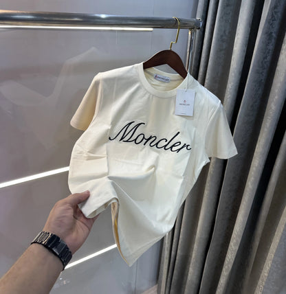 Moncler Cream Logo Work Imported T-Shirt
