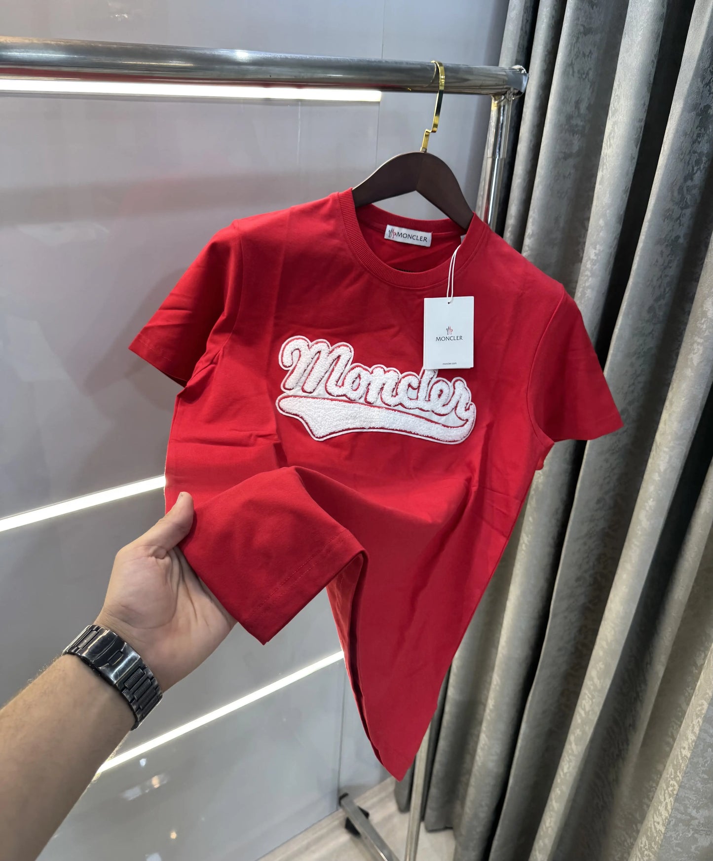 Moncler Red Logo Work Imported T-Shirt