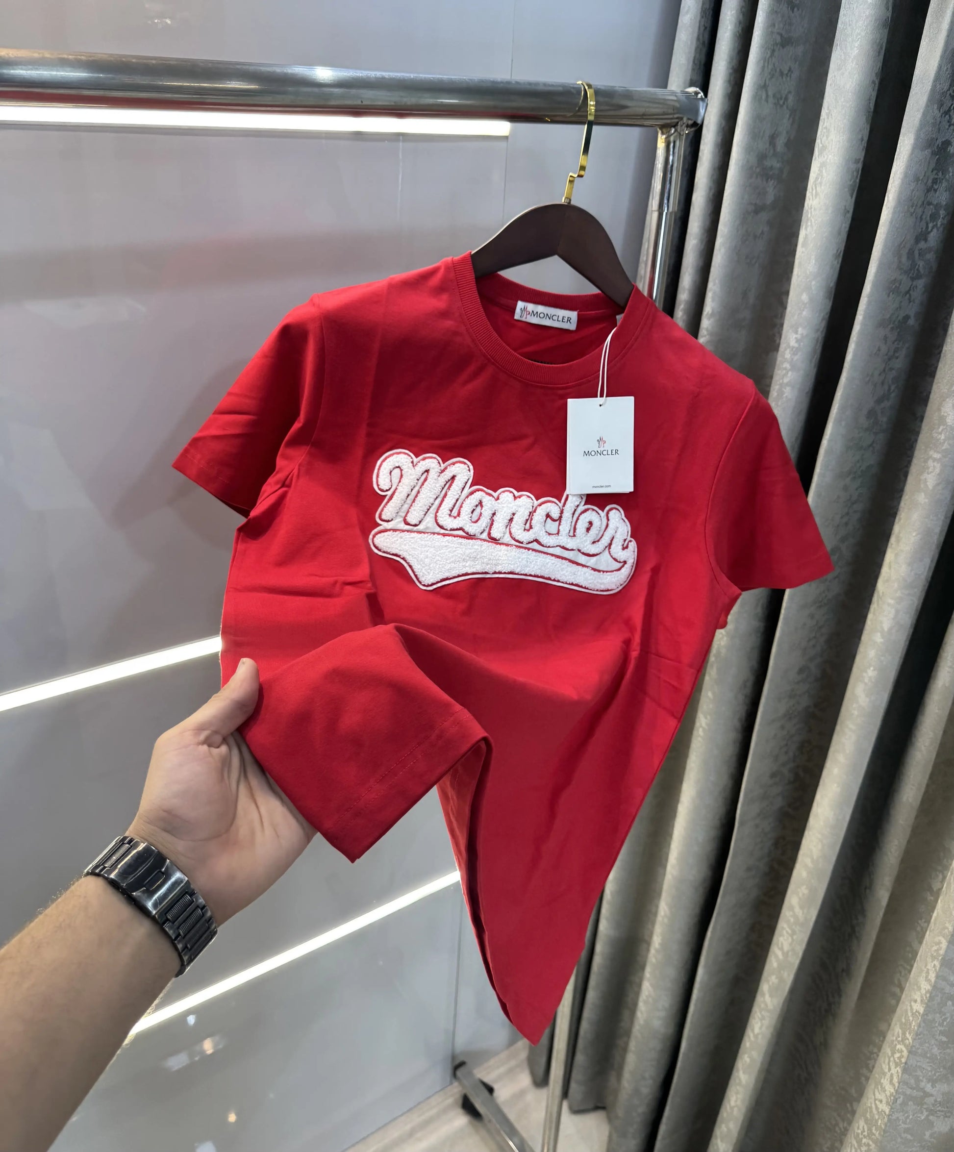 Moncler Red Logo Work Imported T-Shirt