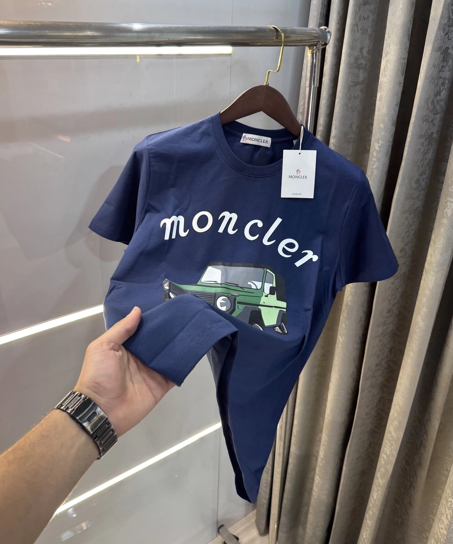 Moncler Blue Logo Work Imported T-Shirt