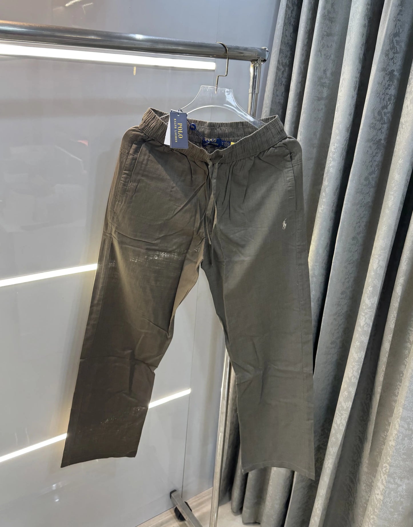 Ralph Lauren Olive Premium Linen Trouser