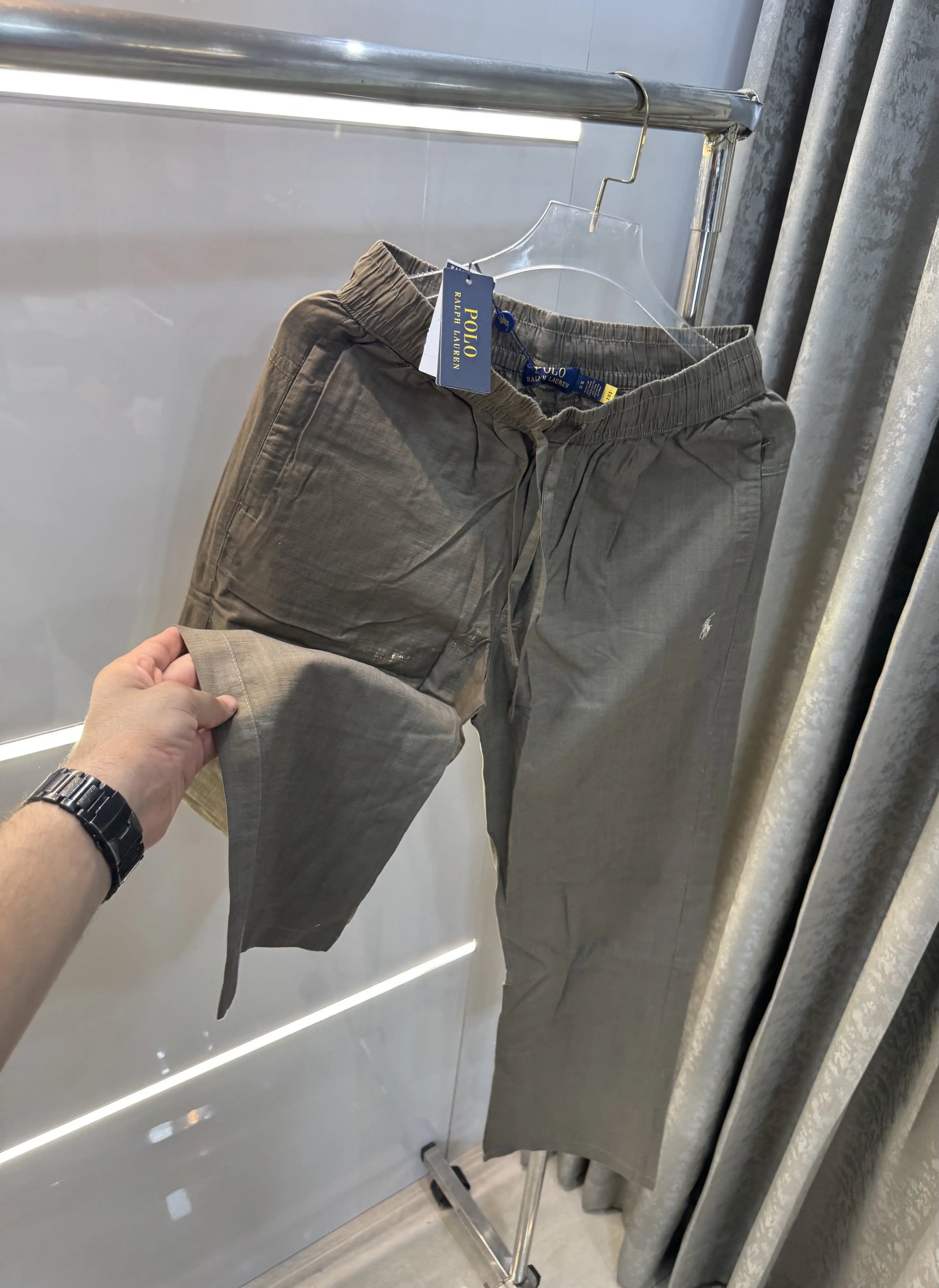 Ralph Lauren Olive Premium Linen Trouser
