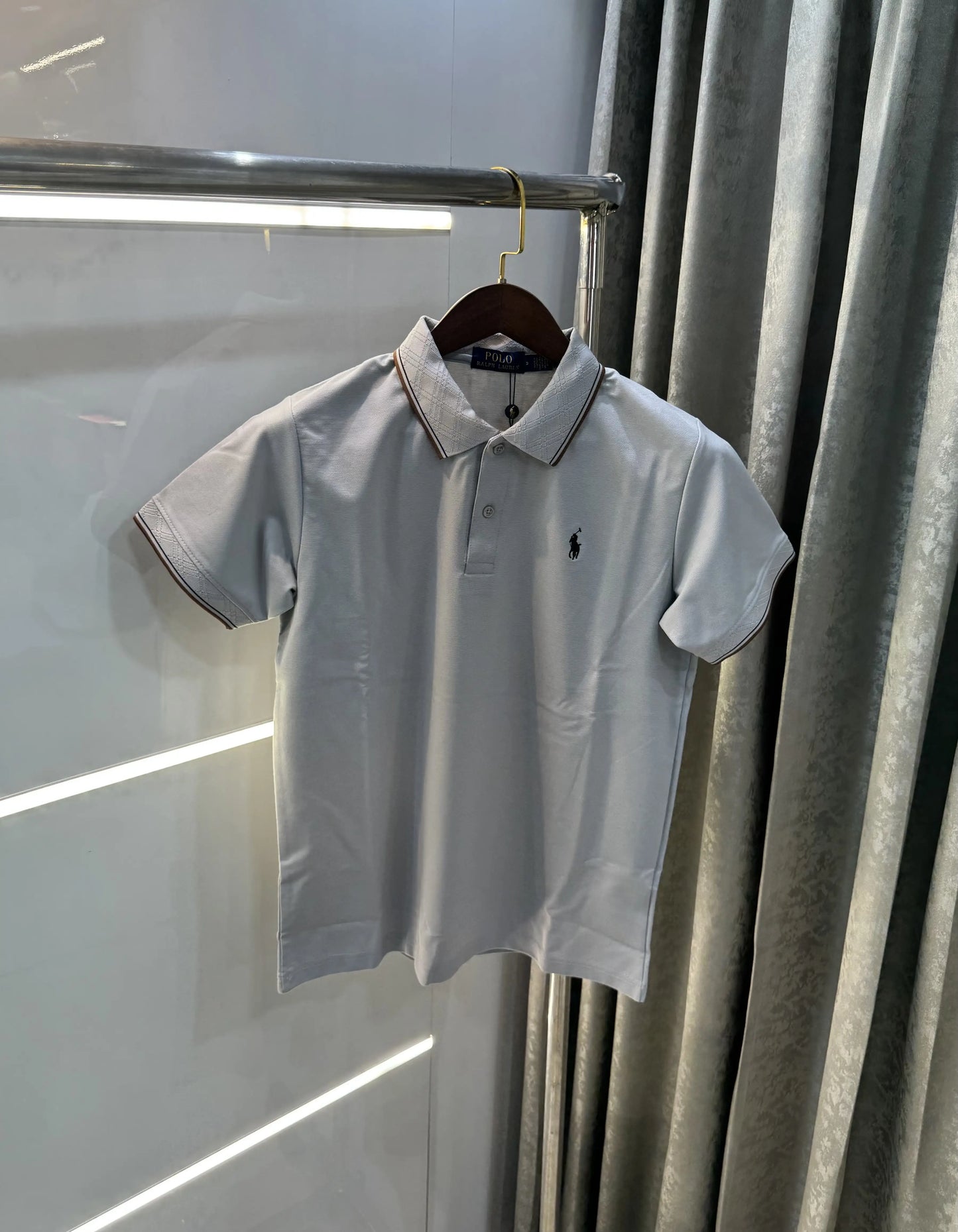 Ralph Lauren Grey Embroidery Logo Premium Polo T-shirt With Box Packing