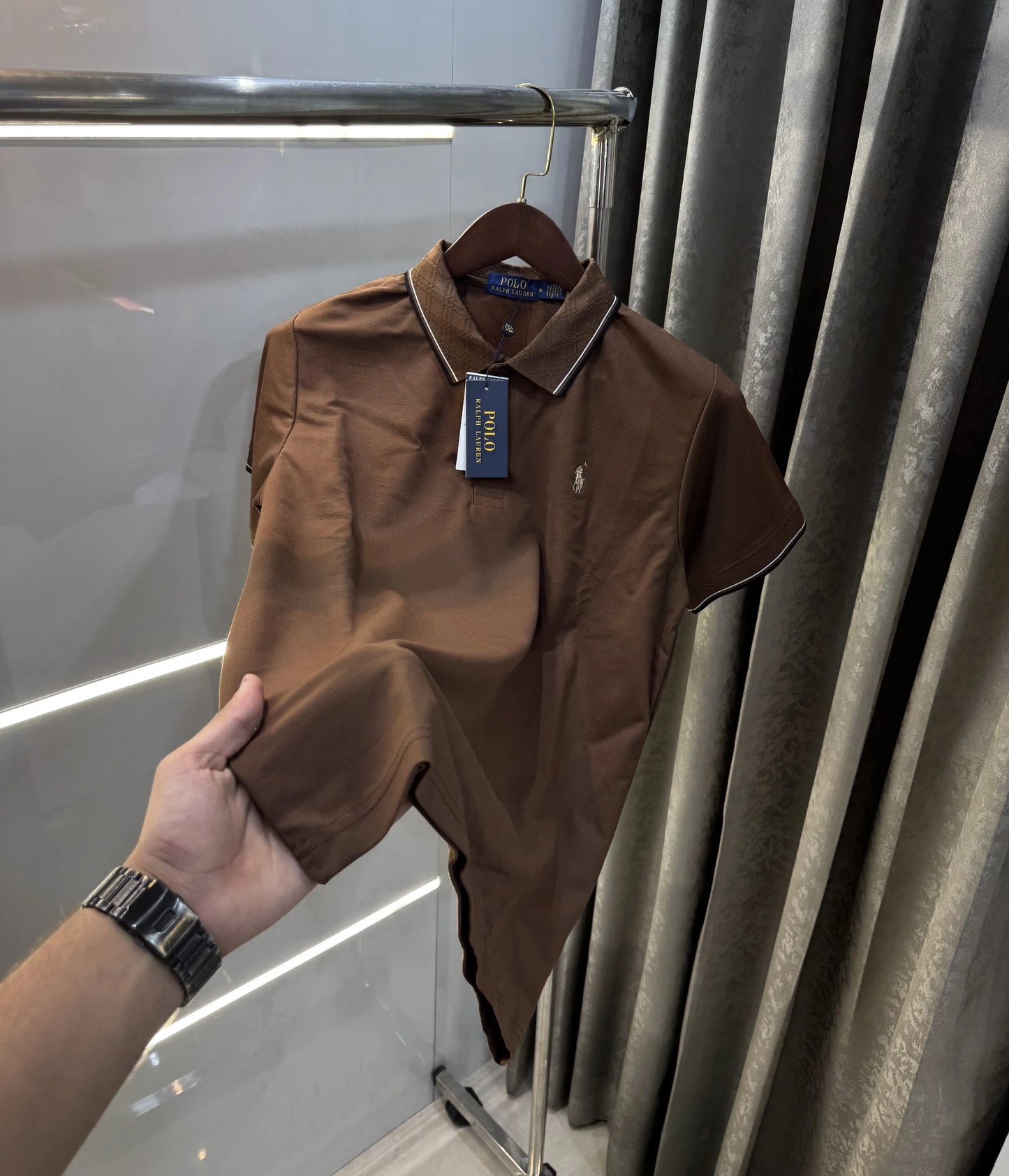 Ralph Lauren Brown Embroidery Logo Premium Polo T-shirt With Box Packing