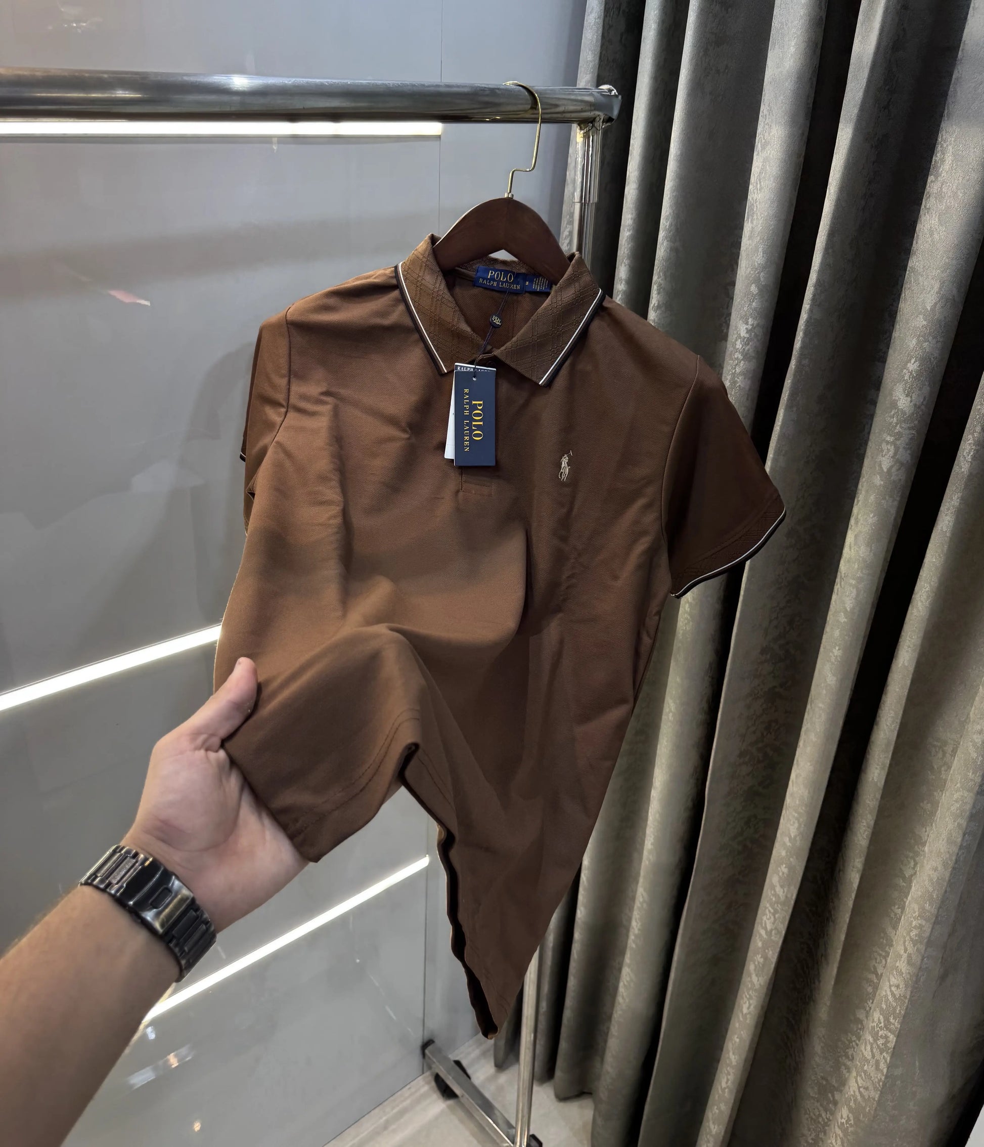 Ralph Lauren Brown Embroidery Logo Premium Polo T-shirt With Box Packing