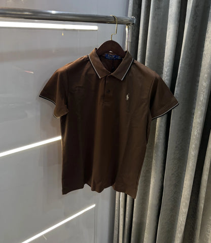 Ralph Lauren Brown Embroidery Logo Premium Polo T-shirt With Box Packing