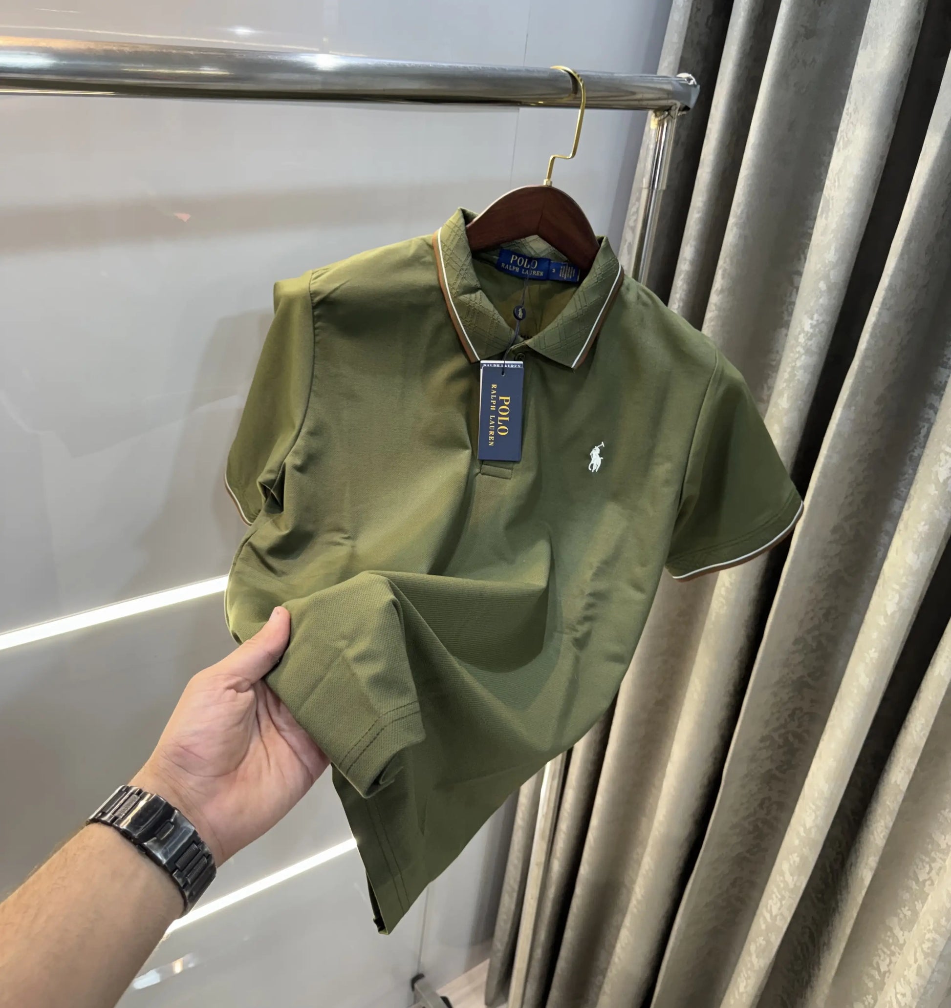 Ralph Lauren Olive Embroidery Logo Premium Polo T-shirt With Box Packing