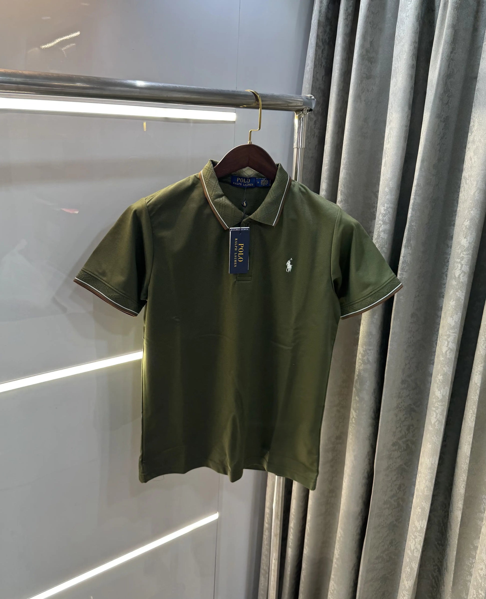 Ralph Lauren Olive Embroidery Logo Premium Polo T-shirt With Box Packing