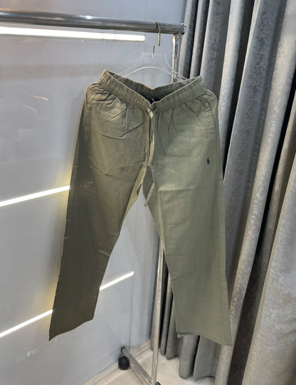 Ralph Lauren Olive Premium Linen Trouser