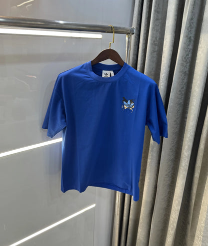 Adidas Blue Logo Print Imported Oversized T-Shirt