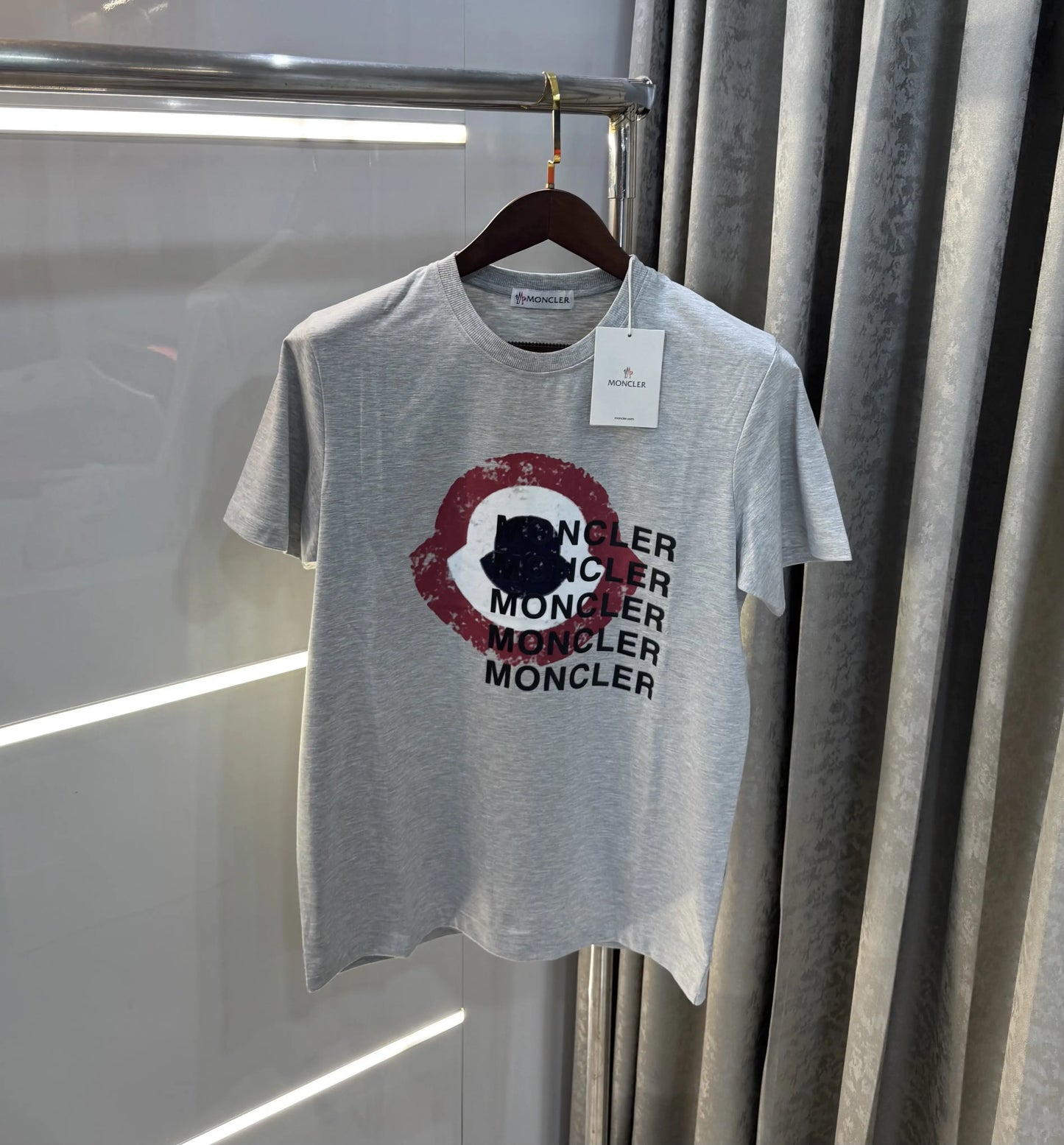 Moncler Grey Logo Work Imported T-Shirt