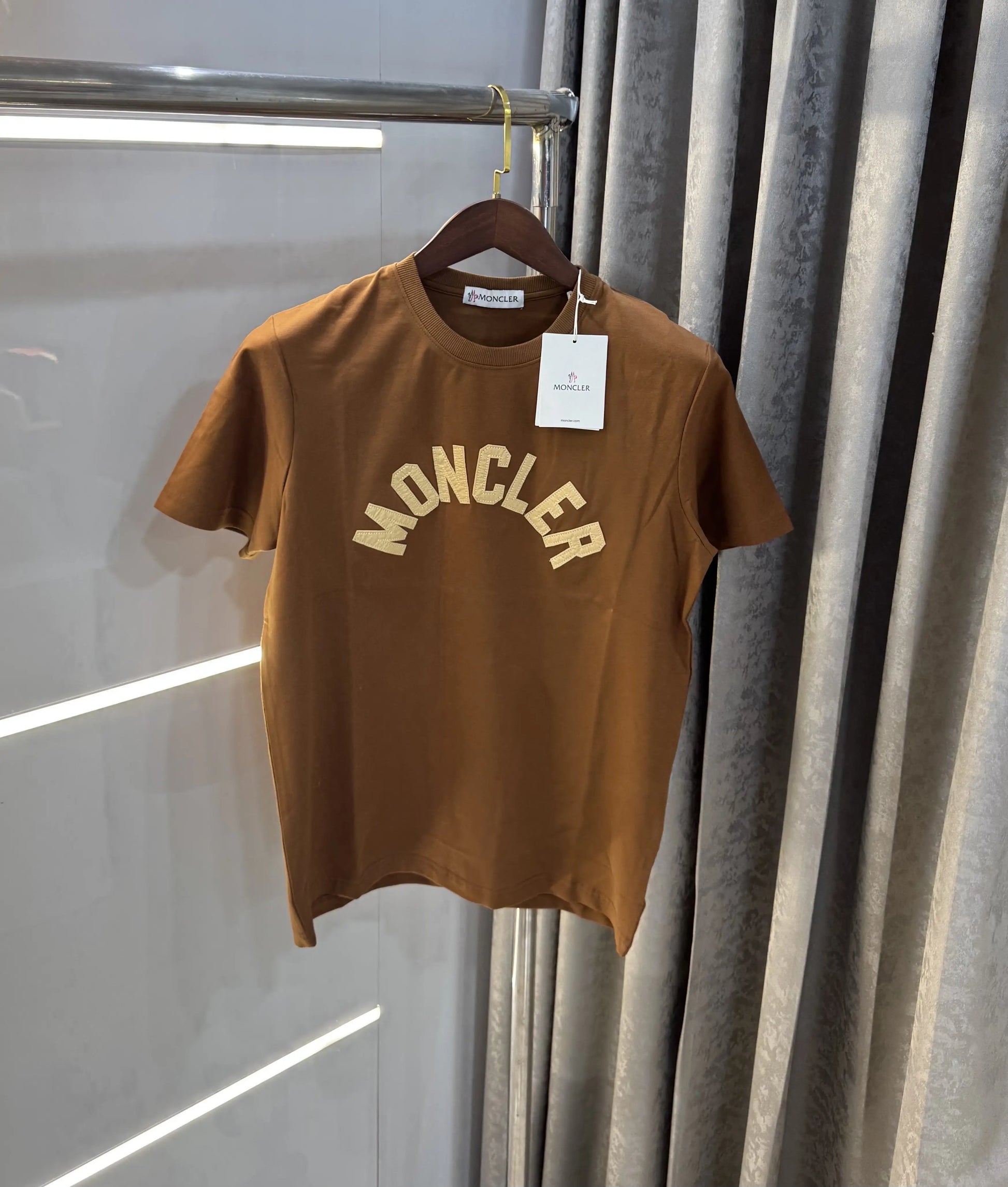 Moncler Brown Logo Work Imported T-Shirt