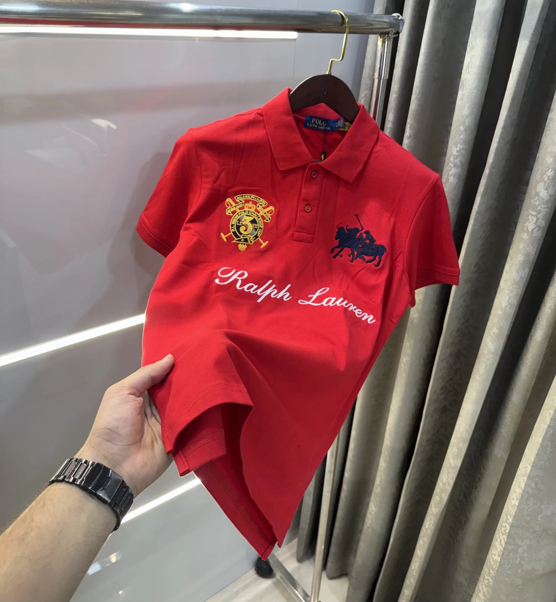 Ralph Lauren Red Logo Work Premium Polo T-shirt