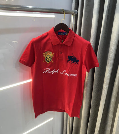 Ralph Lauren Red Logo Work Premium Polo T-shirt
