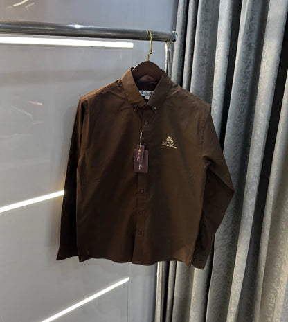 Loro Piana Brown Embroidery Logo Premium Shirt
