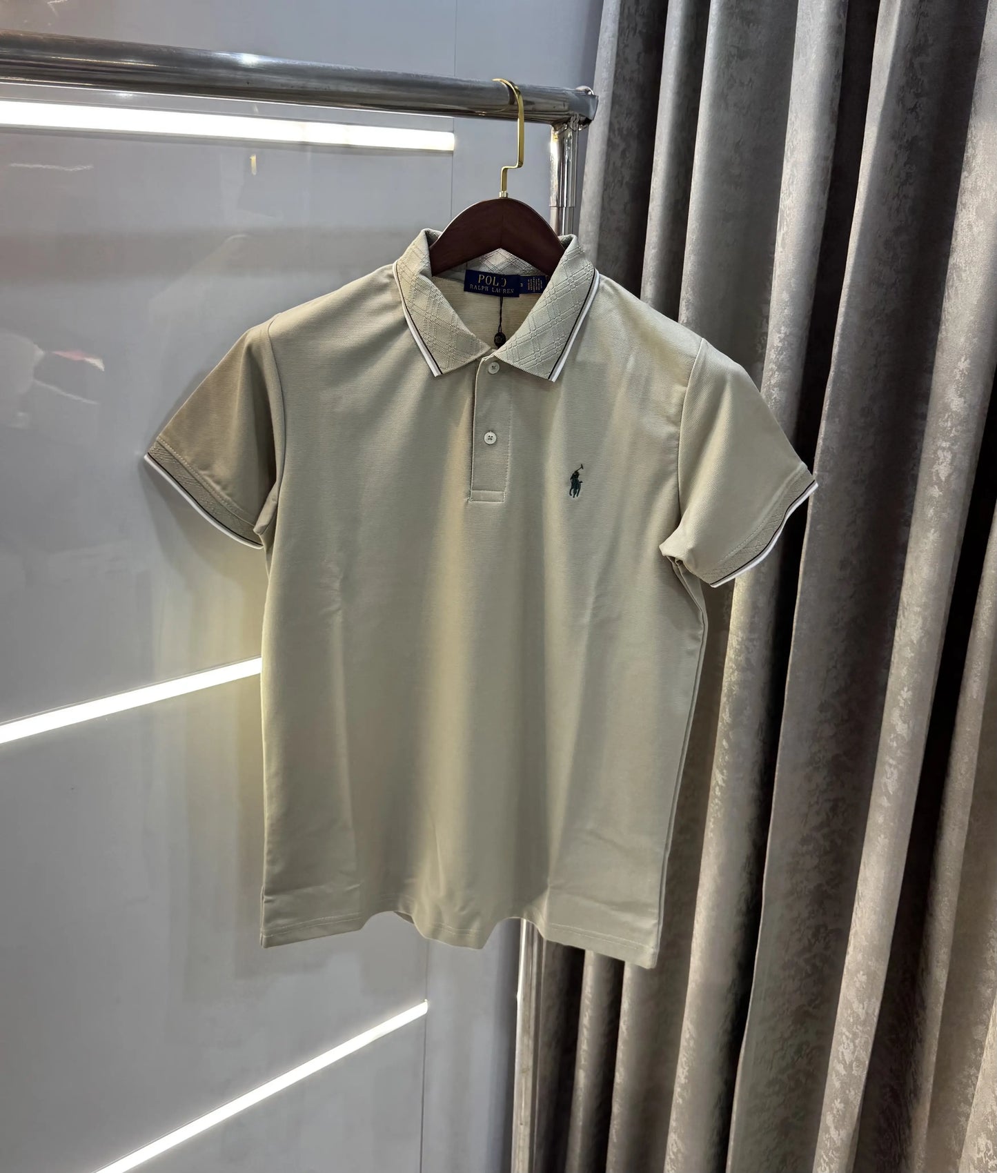 Ralph Lauren Beige Embroidery Logo Premium Polo T-shirt With Box Packing