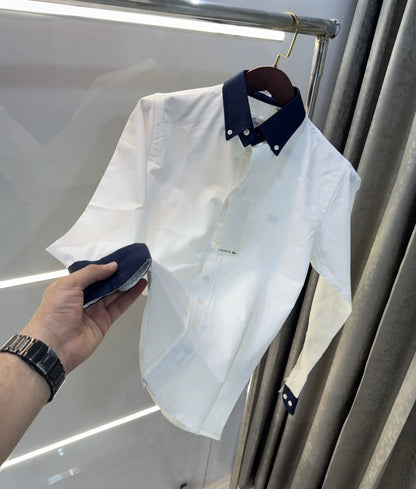 Lacost e White Embroidery Logo Work Premium Shirt