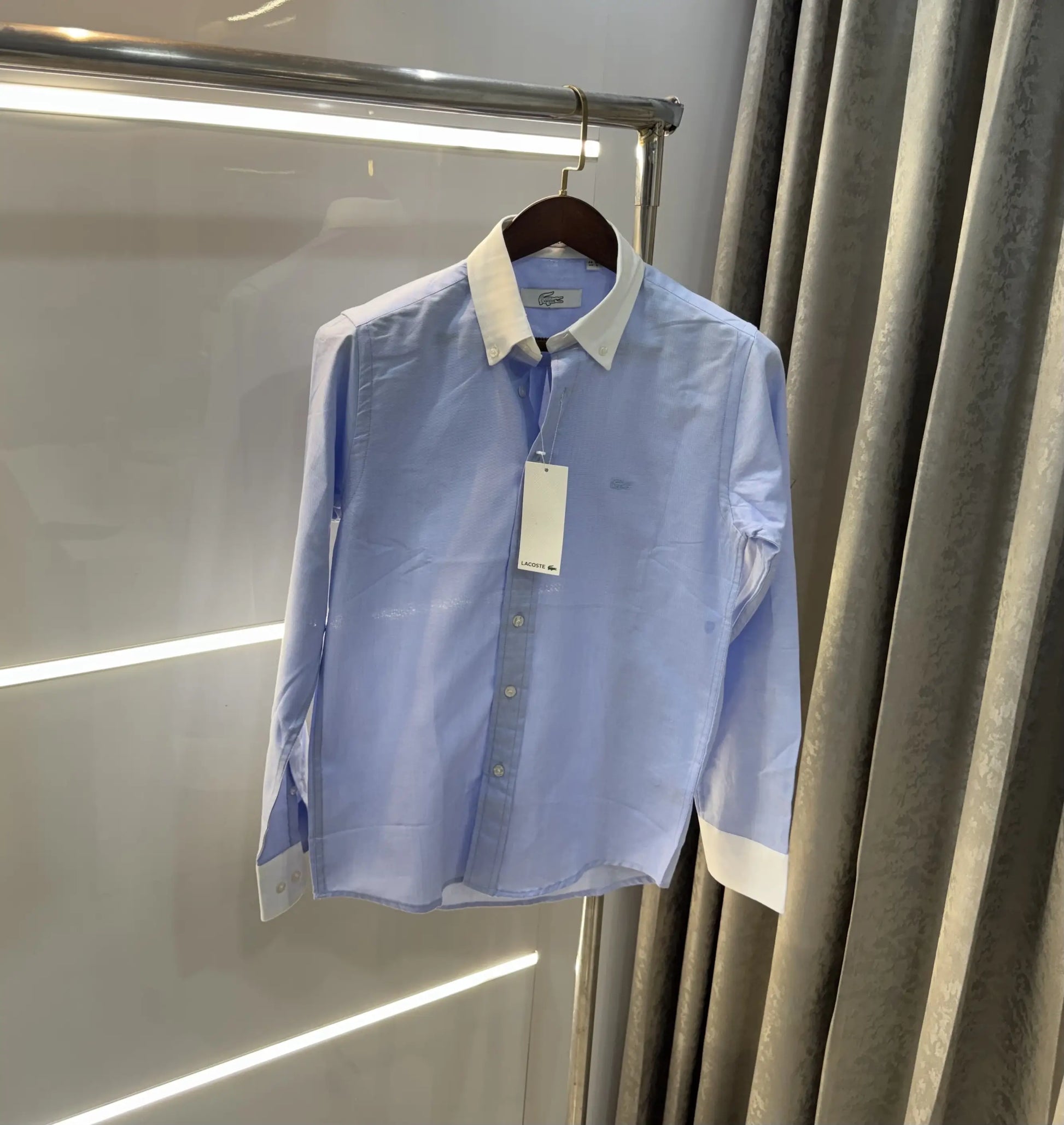Lacost e Sky Blue Embroidery Logo Work Premium Shirt