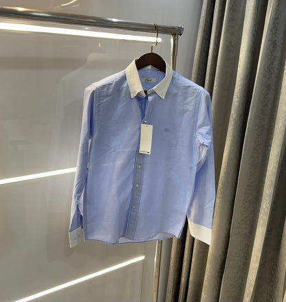 Lacost e Sky Blue Embroidery Logo Work Premium Shirt