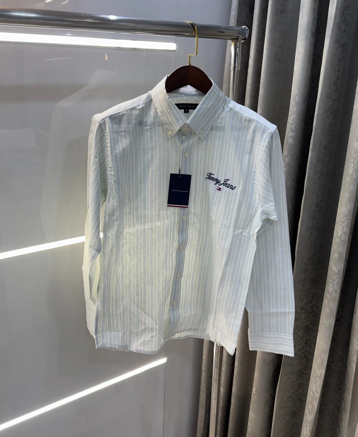 Tommy Hilfiger Sky Blue Embroidery Logo Work Premium Shirt