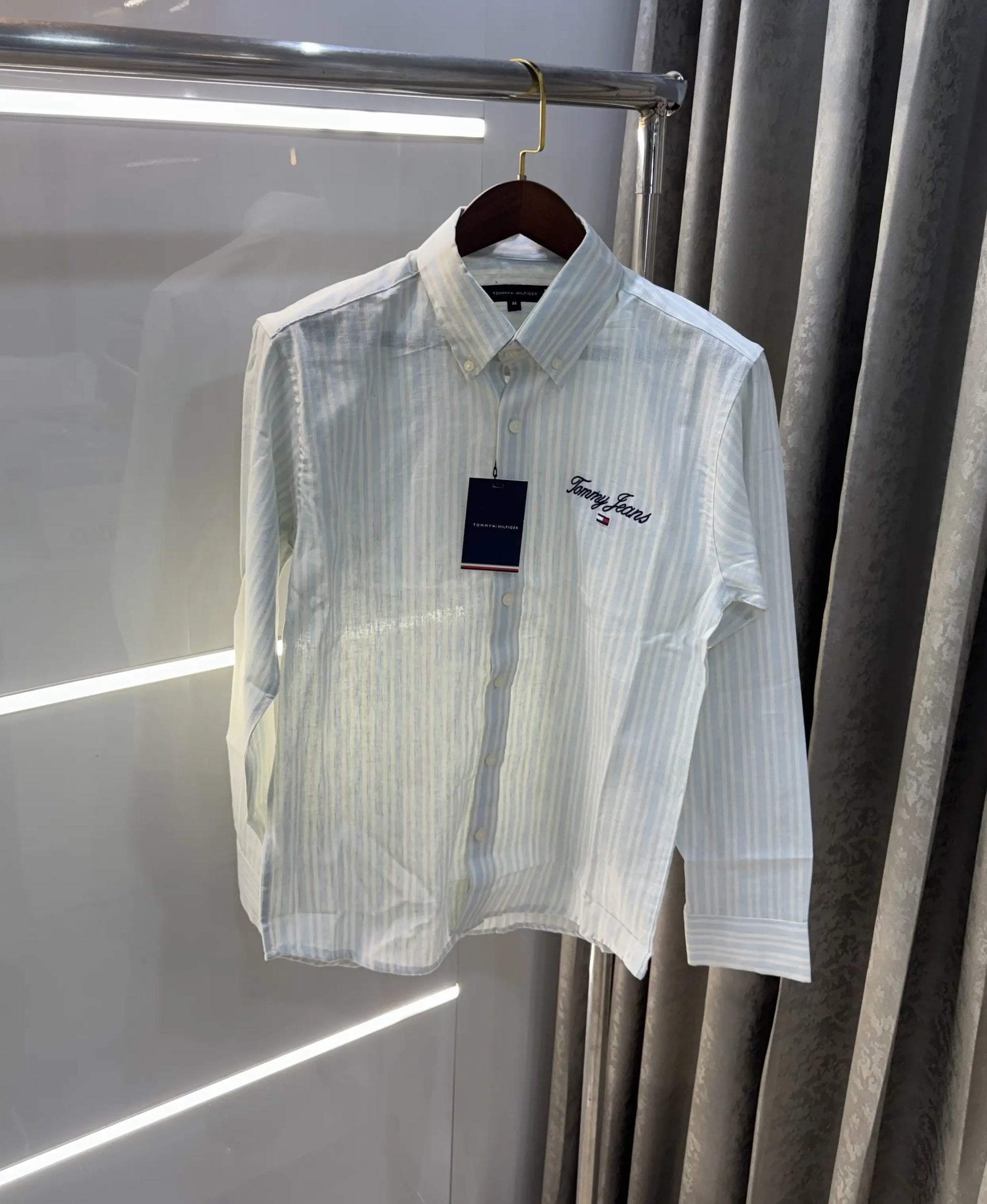 Tommy Hilfiger Sky Blue Embroidery Logo Work Premium Shirt