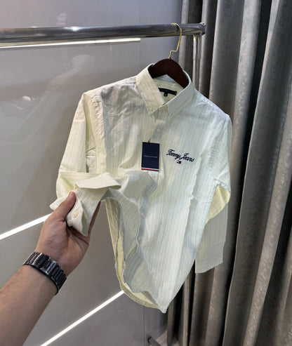 Tommy Hilfiger Green Embroidery Logo Work Premium Shirt